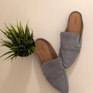 Grayish blue faux suede mule by Crown Vintage 10